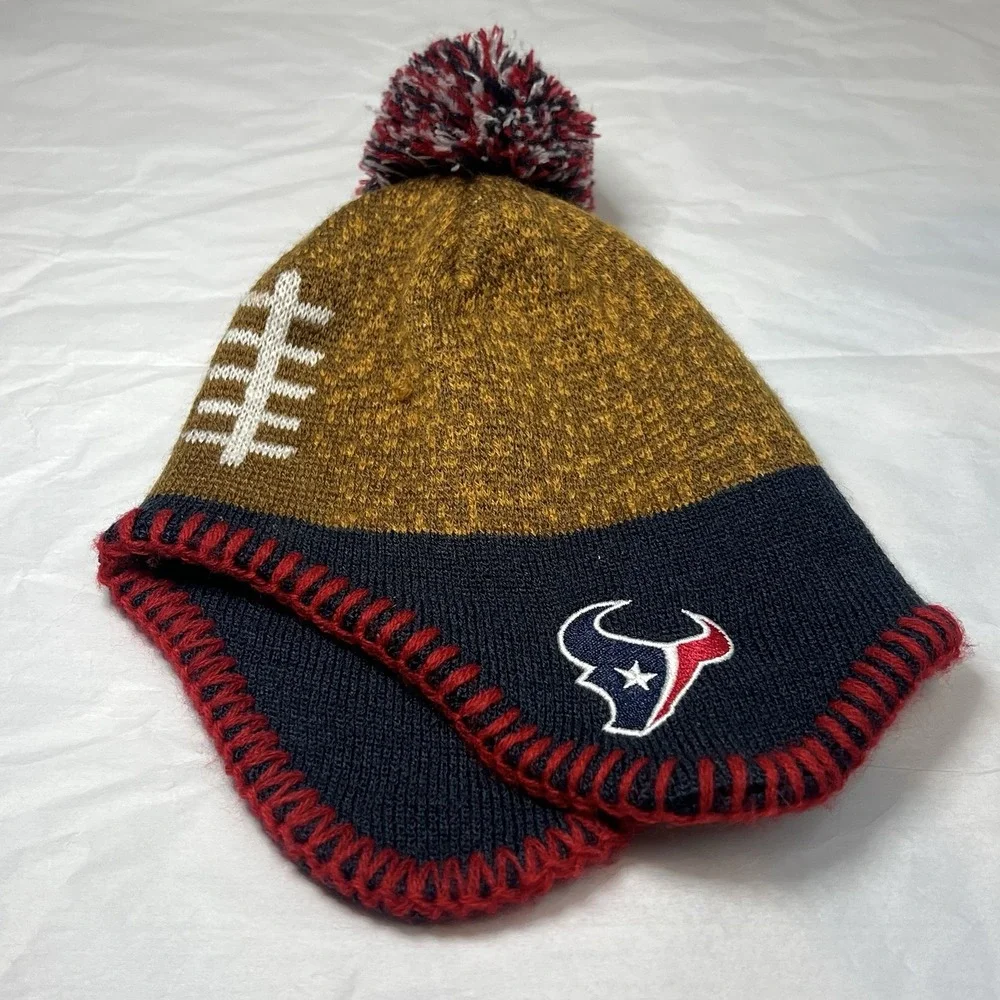 Houston‎ Texans Infant NFL Team Apparel Winter Hat Flap Ear Pom Embroidered Logo